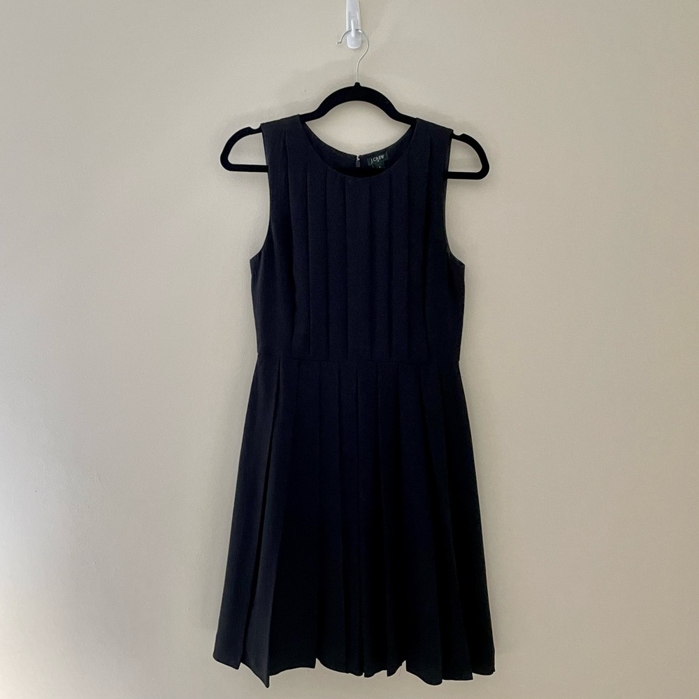 J.Crew Factory Pleat Black Chiffon A-Line Shift Dress